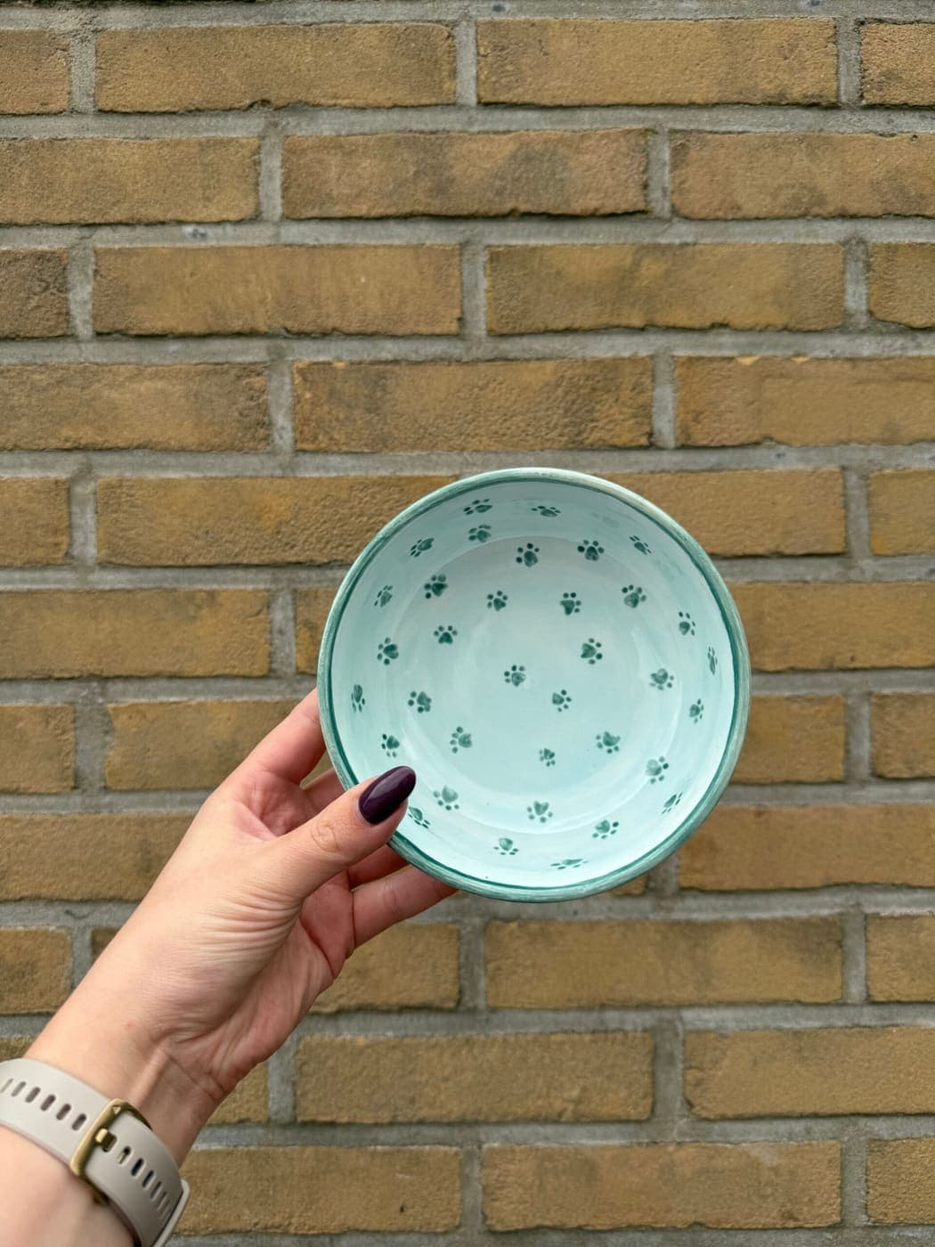 Mintgroen kommetje met bloemetjes